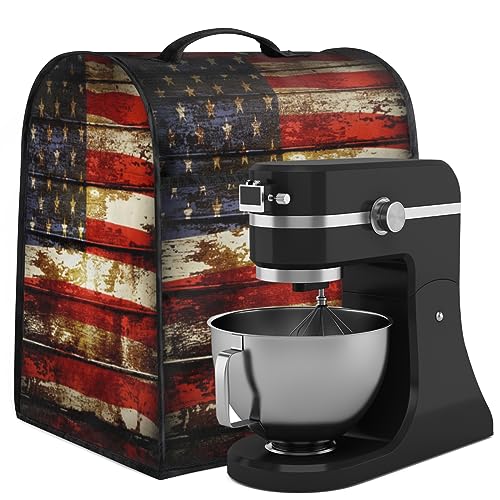 American Flag Wooden Stand Mixer Cover Compatible with 6-8 Quarts Mixer Kitchen Mixer Cover Fits Tilt Head & Bowl Lift Dust Cover of Coffee Machine