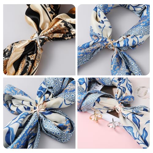 Image of Wonderful Scarf Rings, 3 Pieces Scarf Rings for Women X Shape Scarfs Ring Clip Gold Silver Shawl Slide Buckle Scarfs Pins Accessories for Women's Shawl Silk Neckerchief Tshirt