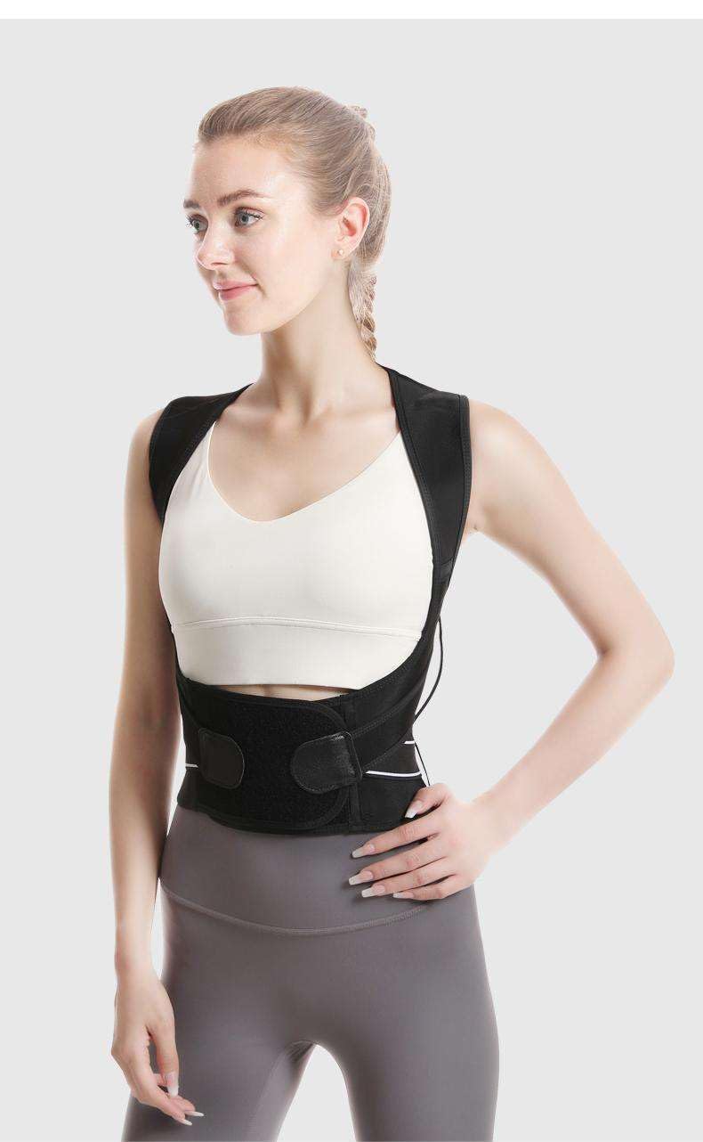 Back Posture Corrector Belt for Men & Women - Adjustable Back Support Belt for Back Pain Relief women Breathable Back Belt for Men & Women, Upper Back Straightener By Mommora (Chi-Posture-Corrector-Black-01) - Image 7 thumbnail