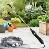 HappyAlley Battery Powered Sprayer Wand, 32 FT Hose, 32 Inch Electric Pump Sprayer with 3 Adjustable Speeds, Battery Indicator, Rechargeable Garden Sprayers for Plant Watering, Cleaning & Outdoor Use