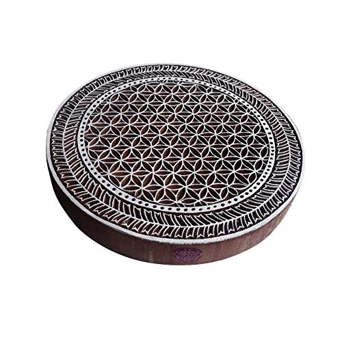 Royal Kraft 6 Pulgadas Artístico Madera Impresión Amplio Geométrico Redondo Diseños Grande Bloque Sellos