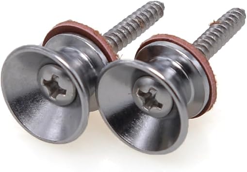 2 Pcs Guitar Strap Buttons Lock Guitar Strap Locks Pins with Mounting Screws Metal End Pins Anti Slipping Guitar Strap Lock Parts Accessories Music Parts for Electric Guitar Bass Ukulele