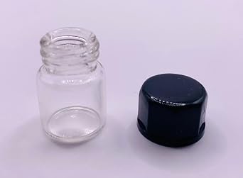 [20 Pack] 2 ml Glass Vials, High Grade Borosilicate Glass Empty Vials with Caps, Small Liquid Sample Clear Vial, Black Closed Top Screw Caps with PE Liner (1/2 Dram)