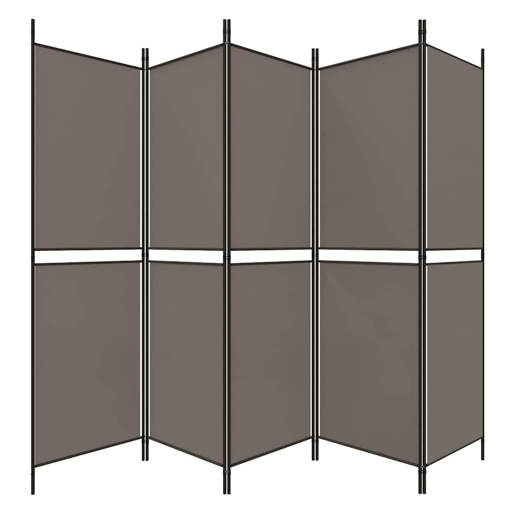 Parawan z 5 panelami 300 x 200 cm materiał antracytowy