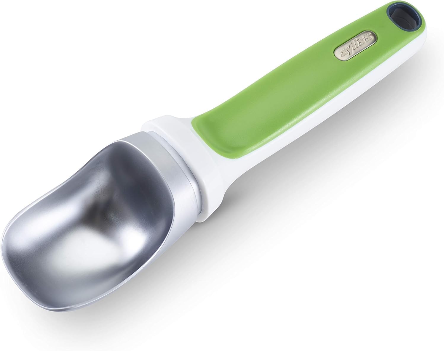 Zyliss The Right Scoop Ice Cream Scoop – Heavy Duty with Ergonomic Handle – Non Stick, Dishwasher Safe – Ideal for Hard Ice Cream, Sorbet, & Sundaes – Random Colors in Red, Blue, Green, Gray