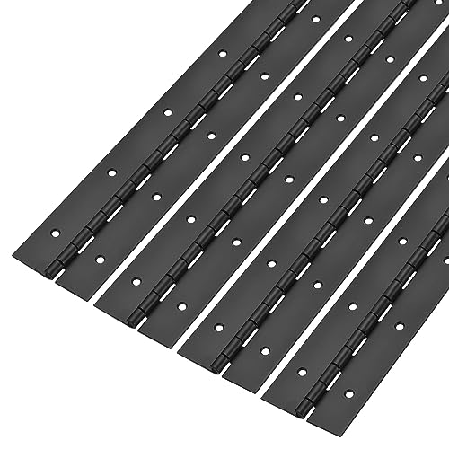 uxcell Piano Hinge 16Inch x 2Inch, 4pcs Stainless Steel Continuous Hinge Piano Hinges for Cabinets, Door, DIY Storage Boxes, 0.059 Leaf Thickness, Black