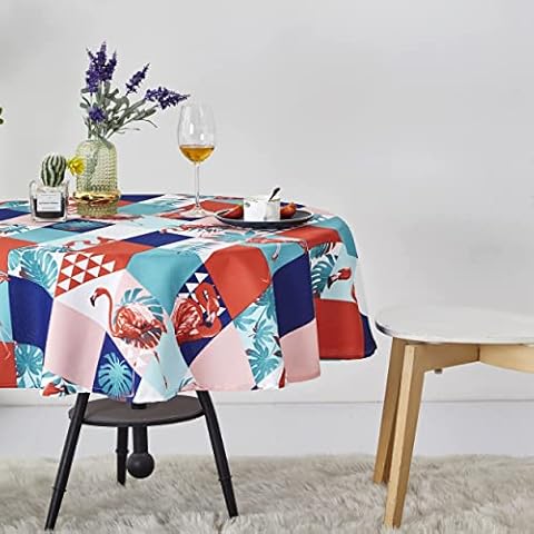 Dalina Textil - Mantel de Mesa Antimanchas Redondo de Estampado Flamenco Cover