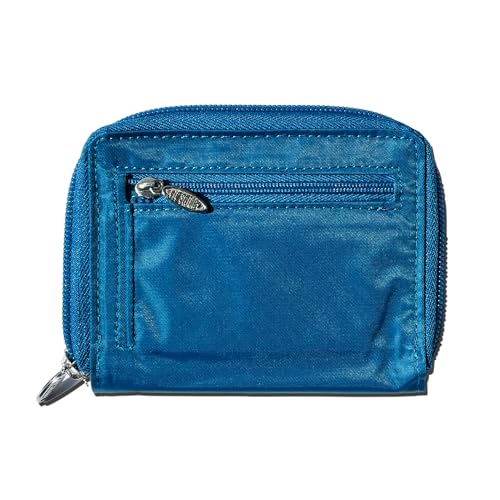 Big Skinny Women's Lynx Zippered Slim Wallet, Holds Up to 30 Cards, Ocean Blue