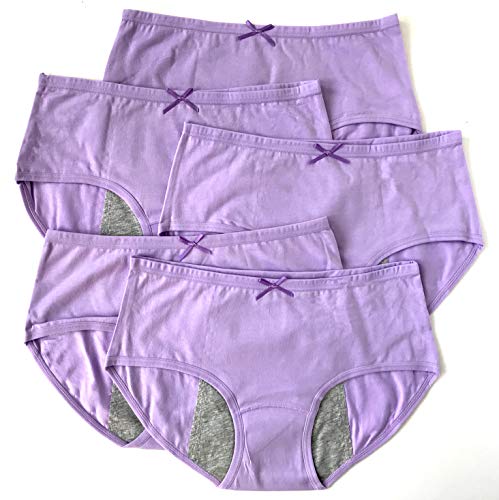 Luna Cup Menstrual Underwear Breathable Period Panties Postartum Inconvience Panty, Pack of 5, for Women Girls (S/M, 5 Purple)