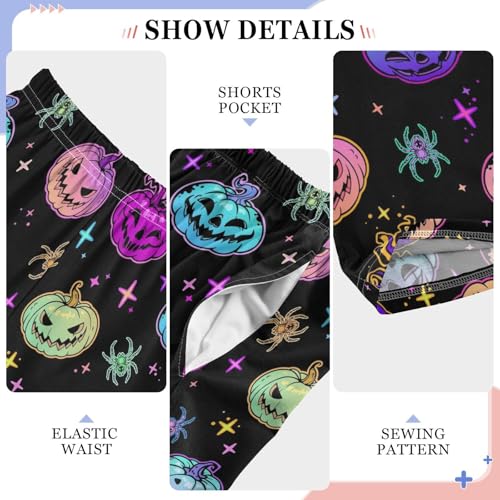 Galaxy Spider Pumpkin Boys Long Pants Soft Trousers Elastic Waist Kids Lounge Bottoms with Pockets S-XL4