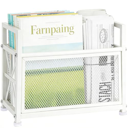 Listado de Cestos revisteros - los preferidos. 47 WeGXY Revistero Blanco, Organizador de Archivos de Revistas, Estante para Revistas, Cesta de Piso para Revistas, Soporte para Revistas para Cartas, Revistas, Libros, Periódicos,...