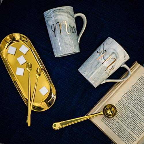 Jumway Mr and Mrs Coffee Mugs - Wedding Gifts - Mr and Mrs Mugs Set - for Bride and Groom - Gifts for Bridal Shower Engagement Wedding and Married Couples Anniversary - 14 Oz Grey - Image 6