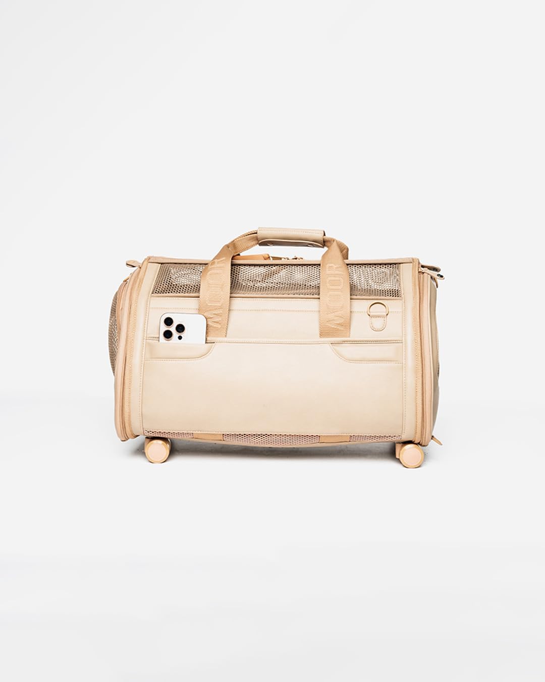 MOOR NYC Luxury Made Travel Bag. A Unique Pet Travel Bag Design for Dogs or Cats. TSA Approved (Cream Luxury Travel Bag)