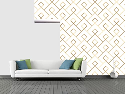 Image of CABANA HOMES Wall Stickers Geometrical DIY Wallpaper for Decals (45 x 125 cm, 2 Rolls) (12 sq. ft) Decorative Self Adhesive Bedroom, Living Room, Office, White