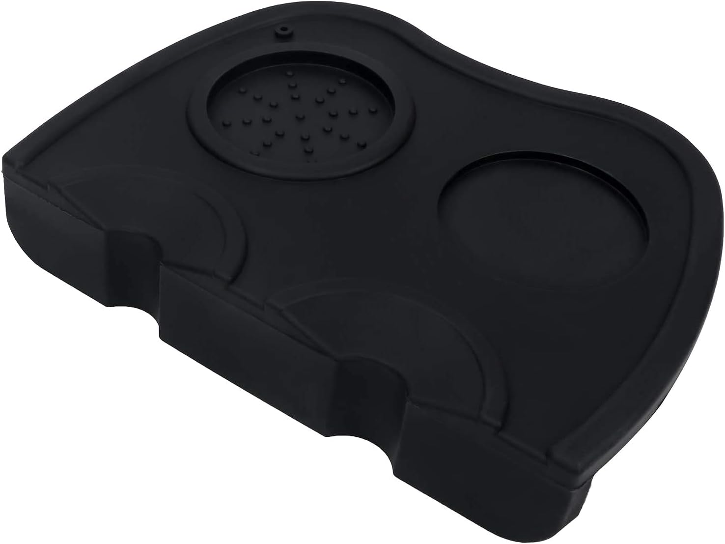 LONGFITE Silicone Coffee Tamper Mat, 5.9 Inch x 7.8 Inch, Anti-Slip Espresso Tamp Mat, Double Hole Corner Edge Practical Stand Tamp Station, for Barista Tool Home Kitchen Office Bar Shop Worktop