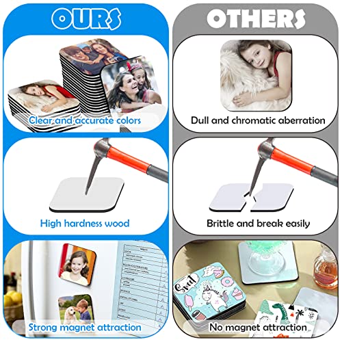 60 Pcs Sublimation Blank Fridge Magnets For Home Kitchen Refrigerator Microwave Oven Wall Door Decoration Or Office Calendar With 30 Pcs Sublimation Printing Square Blank, 30 Pcs Diy Metal Magnetic #TOP4
