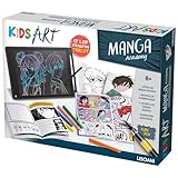 KIT COMPLET DE DESSIN comprend une tablette LCD 12 pouces un stylo Fude 16 cartes de dessin à compléter un manuel illustré un livret pour créer un manga 6 marqueurs et des autocollants colorés pour enrichir les créations