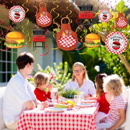 Image of Ireer 54 Pcs Summer Picnic Party Hanging Decor Picnic Birthday Hanging Swirl BBQ Decoration Swirls for Barbecue Decor for Birthday Carnival Summer BBQ Party Supplies Decoration (Basic)
