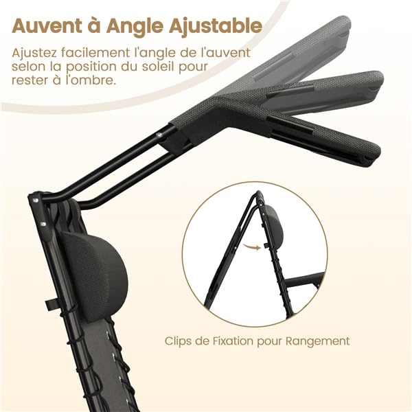 Chaise longue inclinable de plage pour camping et salon de jardin - 5