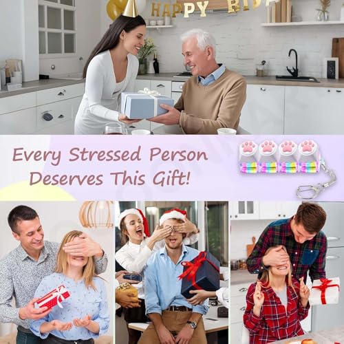 Image of 4 in 1 Lighting Keyboard Fidget Toys for Adults LED Light Keyboard Clicker with Keychain Fidget Sensory Fun Toys for Decompression (Cat Paw)
