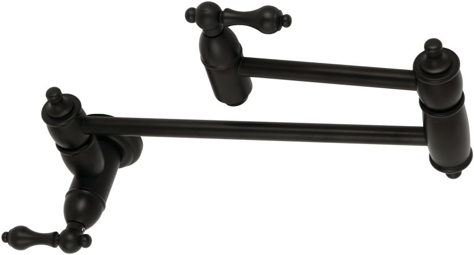 Kingston Brass KS3100AL Restoration Wall Mount Pot Filler Kitchen Faucet, Matte Black