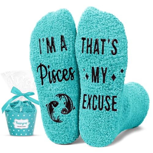 HAPPYPOP Pisces Gifts Women Men- Astrology Constellation Horoscope Gifts Zodiac Birthday Galaxy Pisces Socks Green