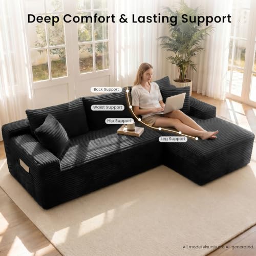 95" Modular Sectional Sofa, Boneless Chaise L-Shaped Couch for Living Room - image 4