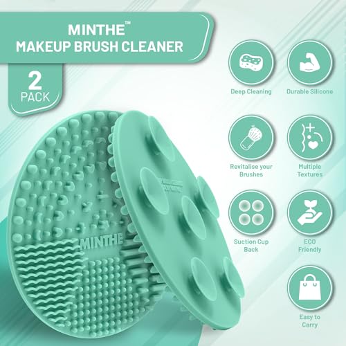 MINTHE™ Makeup Brush Cleaner Mat | 2 Pack | Silicone Makeup Brush Cleaning Mat, Make Up Brush Cleaner Pad, Makeup Brush Mat Cleaner, Makeup Cleaner, Make Up Brushes Cleaning - Image 3