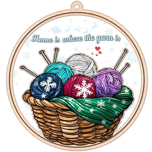 BlinkWishes Knitting Christmas Ornament, Christmas Hanging Ornament for Knitting Lovers, Tree Wool Bakset Yarn Christmas Ornaments Gifts, Xmas Gift for Knitting Lovers