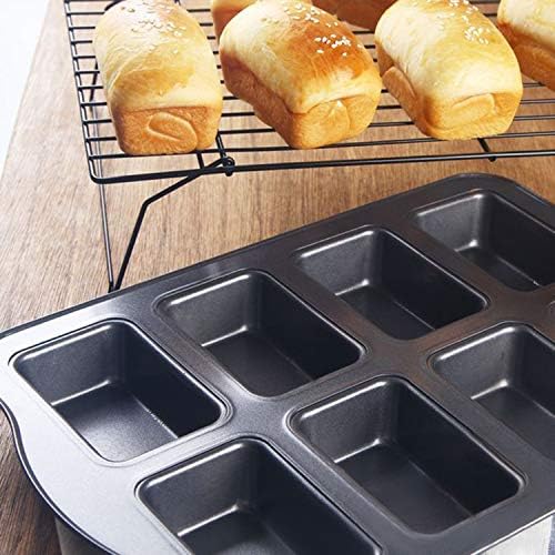 Beasea Mini Loaf Pan 8 Cavity, Nonstick Bakeware Square Bread Pan, Carbon Steel Mini Loaf Bread Pan Cake Pans for Baking Oven - Thumbnail 4