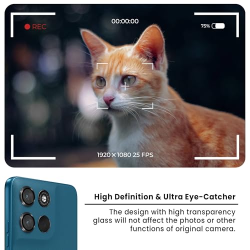 Image of FIRST MART Black Camera Ring Guard Protector for Motorola G57 Power | Tempered Glass with Metal Alloy Rings, HD Clear, Scratch Resistant, Case-Friendly | Pack of 1