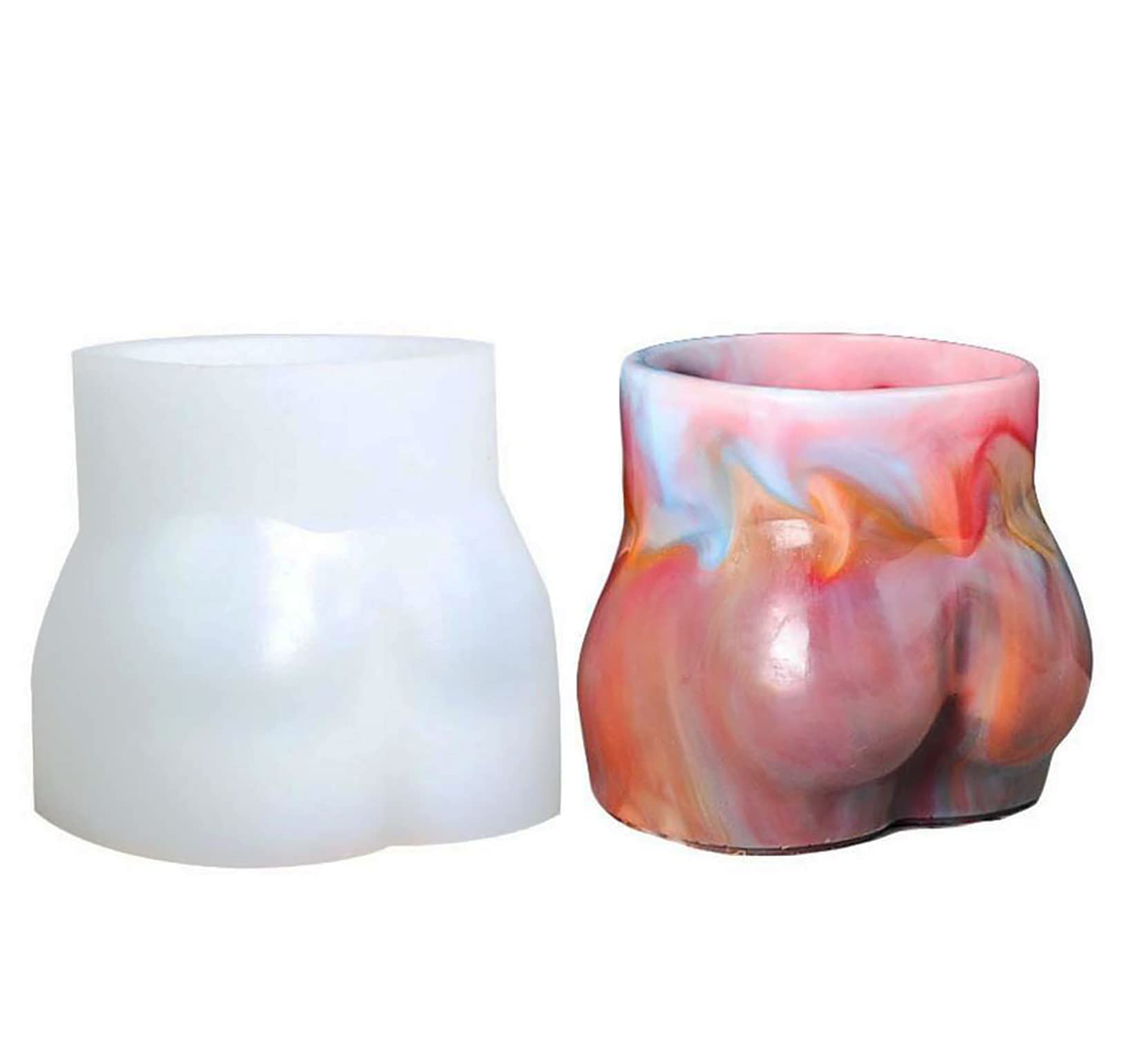 Butt Shape Flower Pot Silicone Mould, 3D Crystal Cement Mold Succulent Plant Concrete Planter Molds Ornaments Tools for Home Decor