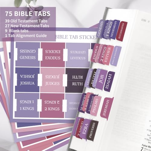 Image of Taja Bible Tabs, 75 Large Print Index Tabs for Women & Men