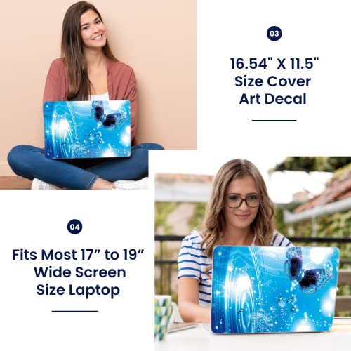 Image of LSS 17 17.3 Inches Laptop Notebook Skin Sticker with 2 Wrist Pads - Reusable Cover Protector Vinyl Sticker Cover Decal Fits 17 inch - 19 inch HP Asus Acer Samsung - Water Butterfly Pattern