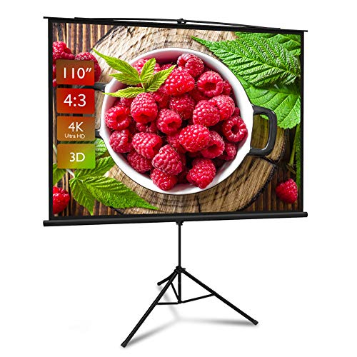 Projector Screen with Stand, Premium 3 Layers 110 inch 4K HD 4:3 Projector