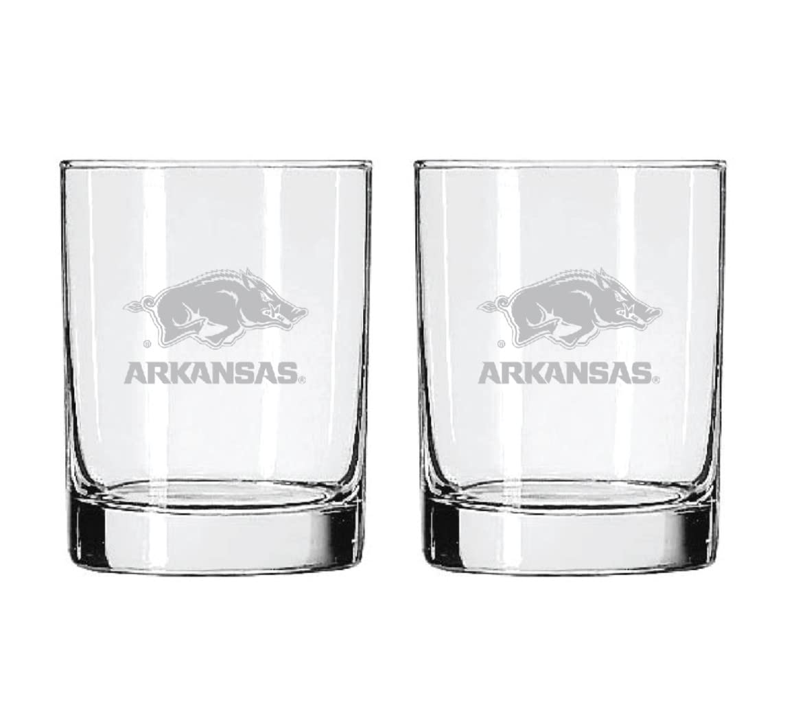 Arkansas Razorbacks 2-Sided Satin Finish Rock Glass Set of 2 14oz