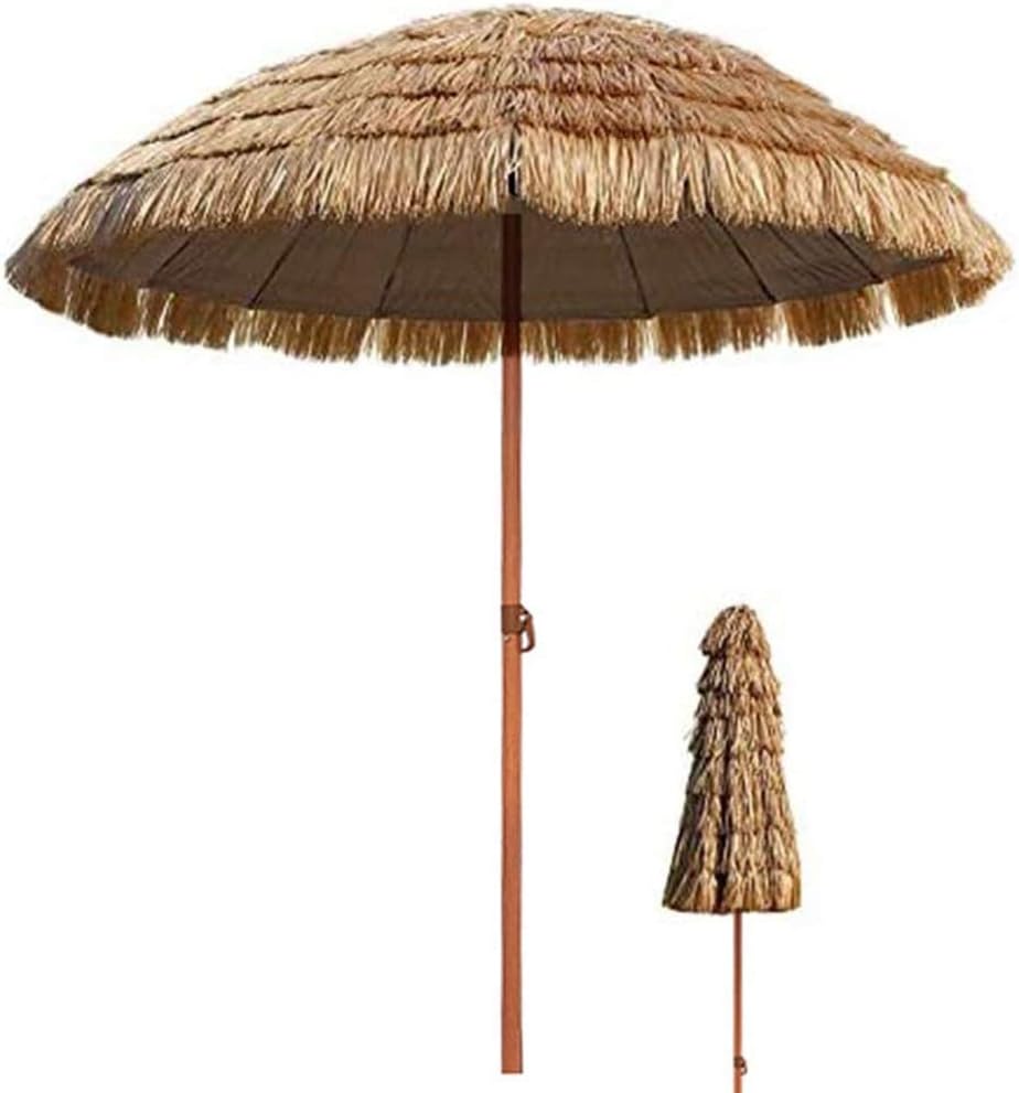 Parasol Garden Umbrella Tropical Straw Parasol Umbrella, Pool Patio Waterproof Tilt Umbrella for Travel Sun and Outdoor, 240Cm/280Cm Sun Shade