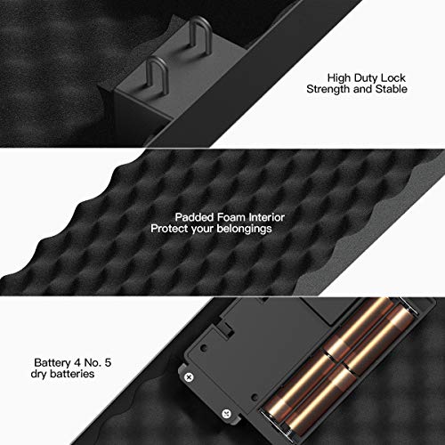 Biometric Gun Safe For Pistols, 40 Sets Of Fingerprint Safe Box, 2 Ways Protect Fingerprint Lock And Keys, Quick-Access Box Safety, Durable & Robust Safe Box For Money #TOP2