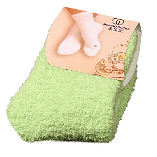 Ouneed® Thermiques Chaussettes de Nuit Femme Polaire Peluche Chausson Haut (Vert)