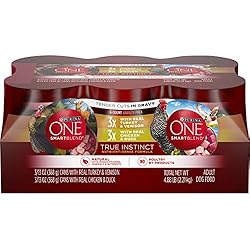 Purina ONE True Instinct Tender Cuts in Gravy With Real Turkey and Venison, and With Real Chicken and Duck High Protein Wet Dog Food Variety Pack - (6) 13 oz. Cans
