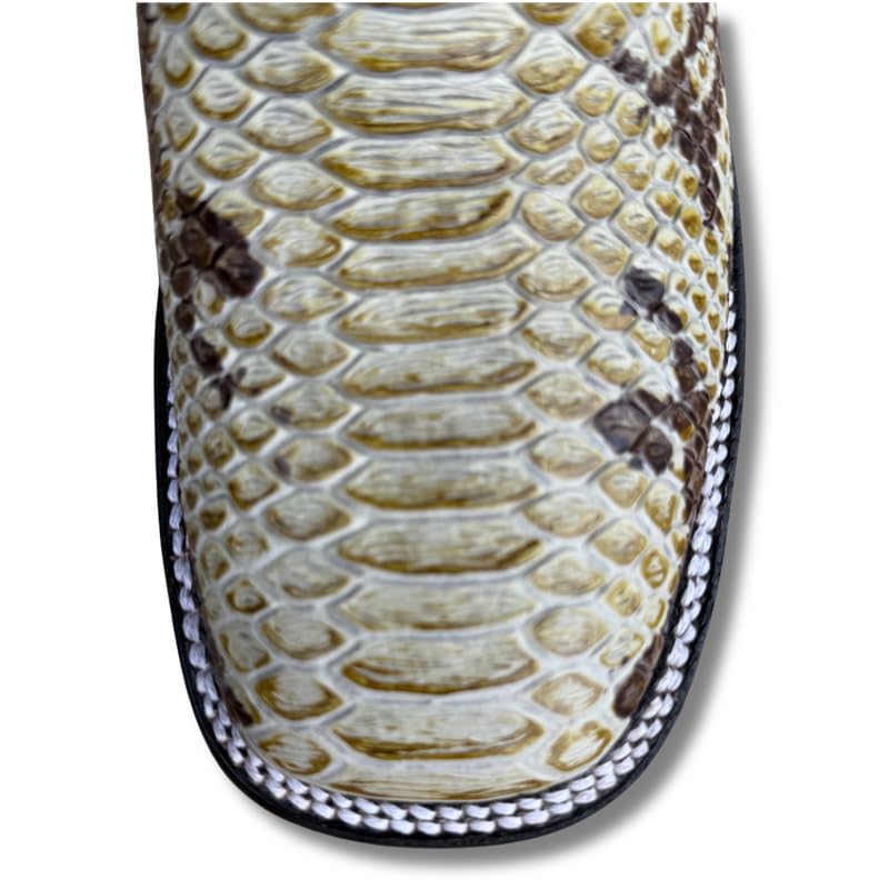 Image of Men's Alex Exotic Caiman Python Western Cowboy Boots Square Toe Pull On Tall Shaft bota de vaquero para hombre