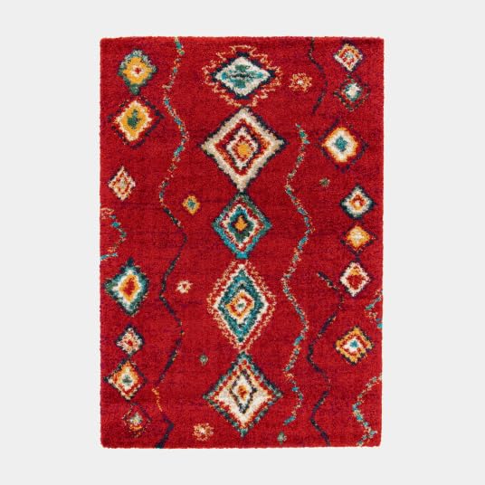 Decoweb Tapis Motif berbère - Azilal - Rouge - 160 x 230 cm