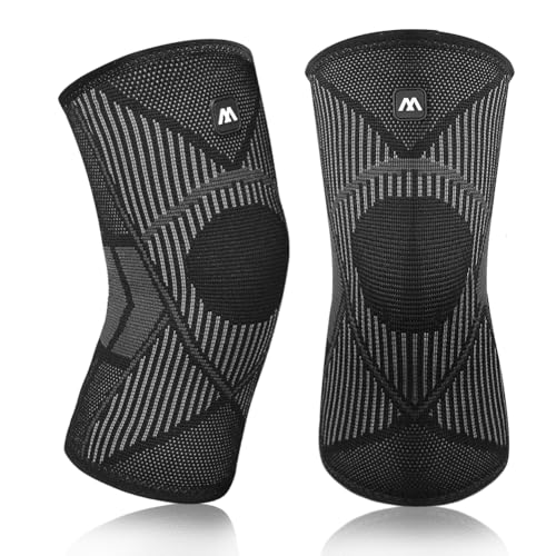 Beugo Rodilleras Menisco y Ligamento, 2PCS Rodillera de compresión para hombres y mujeres, Rodillera Deportiva, Transpirable y Antideslizante, para Deporte y Gym, Negro, M
