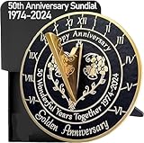 Reloj solar de 50 aniversario de boda dorado 2024 de 10 pulgadas, color negro