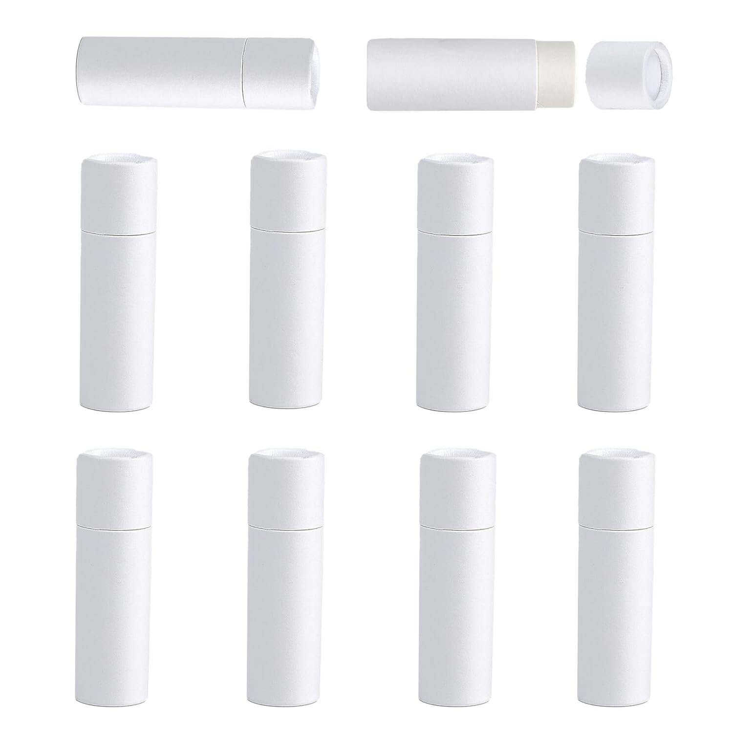 NICENEEDED 10 Pcs 10ML Paperboard Lip Balm Tubes White Paper Lipstick Tube Cardboard Empty Lip Gloss Container Solid