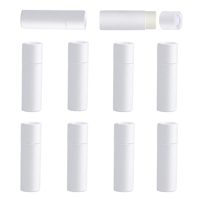 NICENEEDED 10 Pcs 10ML Paperboard Lip Balm Tubes White Paper Lipstick Tube Cardboard Empty Lip Gloss Container Solid