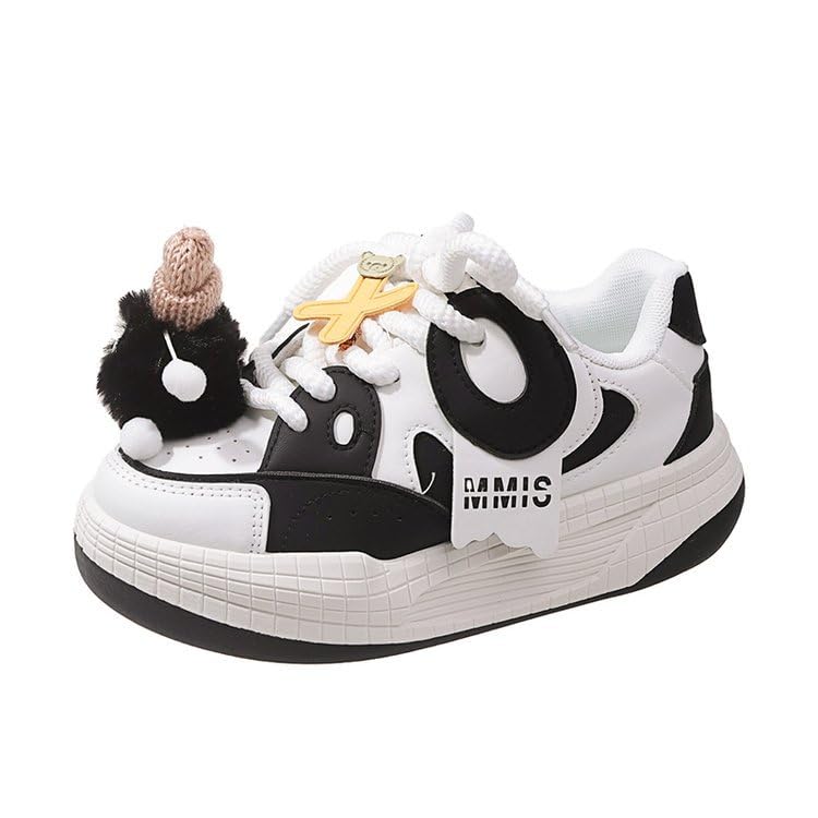 Loizziuy Cute Skateboard-Inspired Casual Sneakers Retro for Women Girl for Summer Travel & Everyday Wear Gift (US 6,White,6)