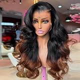 Lagos M Shaped Hairline Glueless Ombre 1B 4 Color Human Hair Wigs Body Wave 13X4 HD Transparent Lace Front Bye Bye Wigs human Hair Pre 180% Density Colored Loose Wave New Trend Lagos Hairline Wig