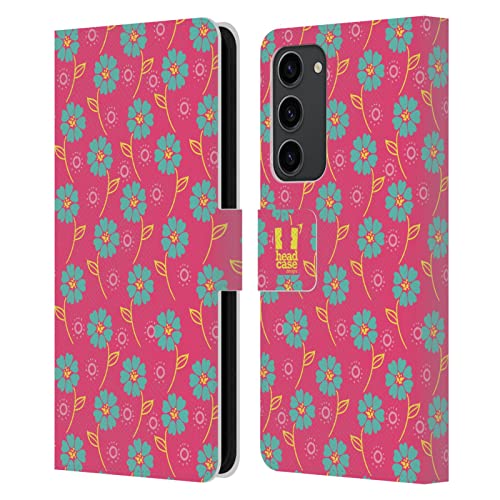 Étui portefeuille Galaxy S23 Plus Head Case Designs Vignes Florales Turquoise