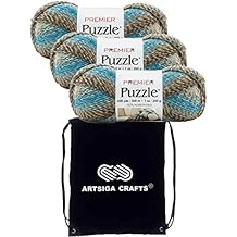 Premier Yarns Puzzle Jigsaw 1050-02 3-Skeins - Same Dye Lot Chunky Bulky #5 100% Acrylic Yarn for Crocheting and Knitting with Project Bag